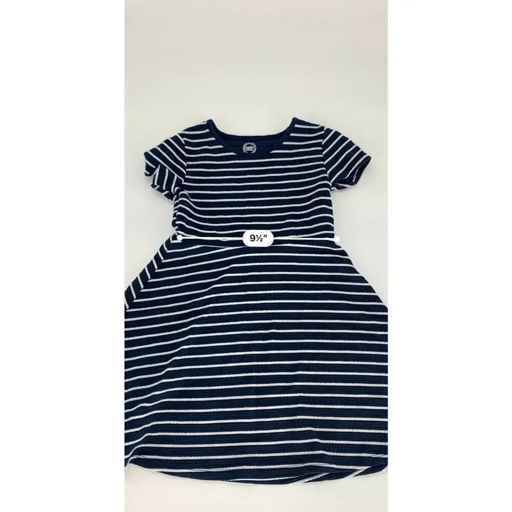 Wonder Nation Girl’s A-Line Blue Striped Dress Kid’s Youth Size Small 6-6x